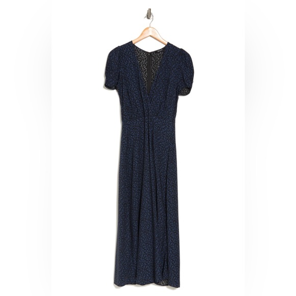 Madewell Short Sleeve V-Neck Faux Wrap Midi Dress - Picture 2 of 9